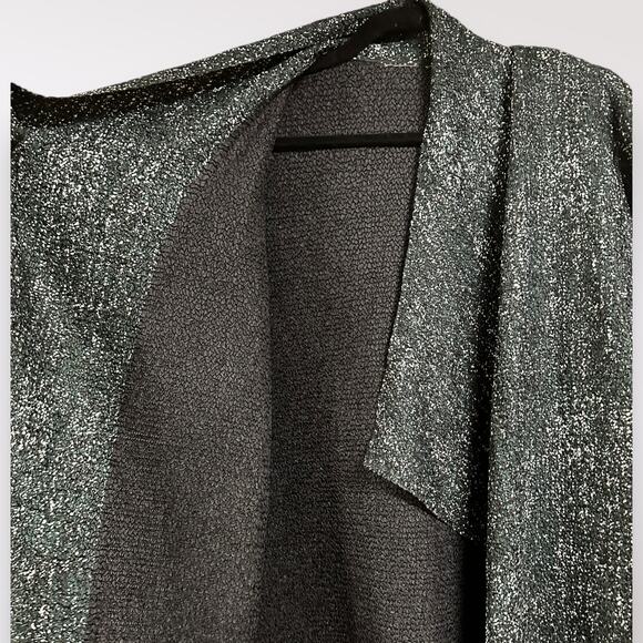 Chico's Sz 3 Travelers Collection Textured Stretch Open Waterfall Cardigan Green - Picture 4 of 8